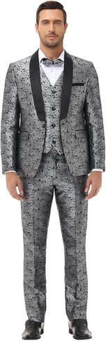 Rogers & Morris Tuxedo Suits for Men Regular fit 3 Piece Pasiley Floral Patterm Homecoming Outfits in Saudi Arabia