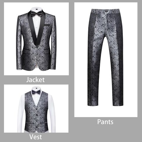 Rogers & Morris Tuxedo Suits for Men Regular fit 3 Piece Pasiley Floral Patterm Homecoming Outfits in Saudi Arabia