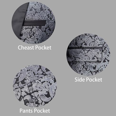 Rogers & Morris Tuxedo Suits for Men Regular fit 3 Piece Pasiley Floral Patterm Homecoming Outfits in Saudi Arabia