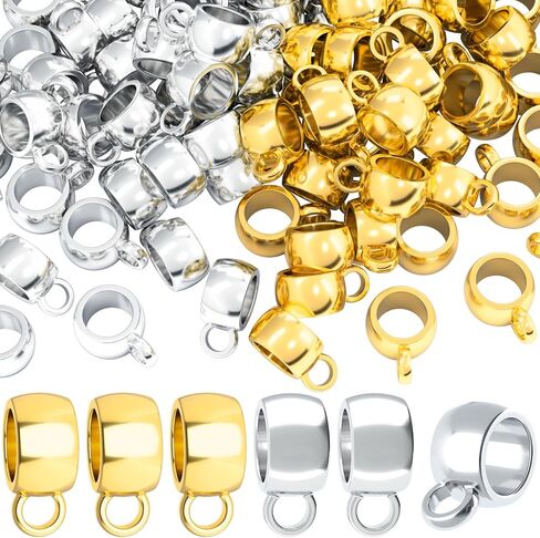 Joez Wonderful 100Pcs Links Bail Beads, Hypoallergenic Alloy Column Spacer Beads, Connector Tube Charm for Jewelry Making DIY Bracelet Necklace Craft Accessories (Gold, Silver) in Saudi Arabia