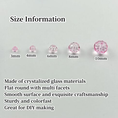 500pcs 4mm Crystal Glass Beads for Jewelry Making, Faceted Crystal Beads Rondelle Glass Spacer Beads for Wind Chimes Bracelet Earring Necklace DIY Craft(Pink) in Kuwait