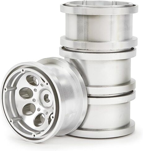 إطارات عجلات Beadlock مقاس 2.2 بوصة للسيارات الزاحفة RC بمقياس 1/10، عبوة من 4 قطع، فضي in Saudi Arabia