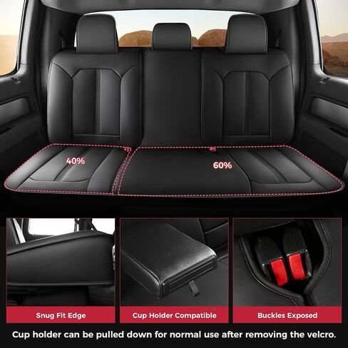 FREESOO for Ford F150 Seat Covers 2015-2024, F250 F350 F450 Crew Cab 2017-2024, Waterproof Car Seat Covers Full Set, Luxury Leather Seat Covers for Cars Trucks Pickup, Car Seat Accessories, Black in Saudi Arabia