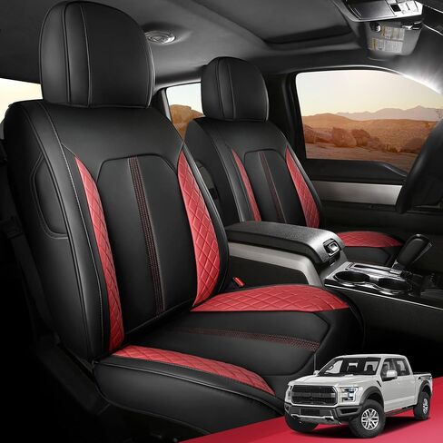 FREESOO for Ford F150 Seat Covers 2015-2024, F250 F350 F450 Crew Cab 2017-2024, Waterproof Car Seat Covers Full Set, Luxury Leather Seat Covers for Cars Trucks Pickup, Car Seat Accessories, Black in Saudi Arabia