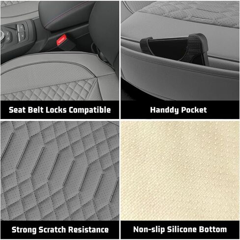 Leather Car Seat Cover - 2 Pack Front Seat Covers, Luxury Bottom Seat Covers for Cars, Anti-Slip and Wrap Around The Bottom, Car Seat Cushion for Most Cars Sedans Trucks SUVs (Beige) in Saudi Arabia