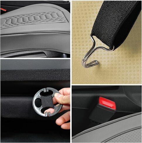 Leather Car Seat Cover - 2 Pack Front Seat Covers, Luxury Bottom Seat Covers for Cars, Anti-Slip and Wrap Around The Bottom, Car Seat Cushion for Most Cars Sedans Trucks SUVs (Beige) in Saudi Arabia
