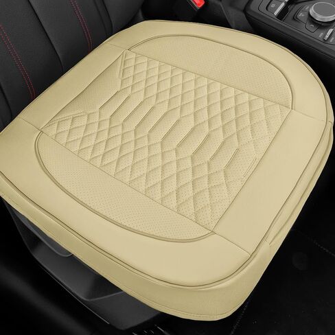 Leather Car Seat Cover - 2 Pack Front Seat Covers, Luxury Bottom Seat Covers for Cars, Anti-Slip and Wrap Around The Bottom, Car Seat Cushion for Most Cars Sedans Trucks SUVs (Beige) in Saudi Arabia