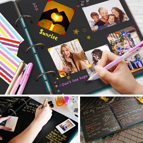 ألبوم صور سجل قصاصات DIY، 10 × 10 بوصة 50 صفحة غطاء جلدي عتيق ثلاثي الحلقات ألبومات كشك صور الحب مع 408 قطعة زوايا صور ذاتية اللصق للحفاظ على الذاكرة، قلب (أخضر جاسبر) in Kuwait