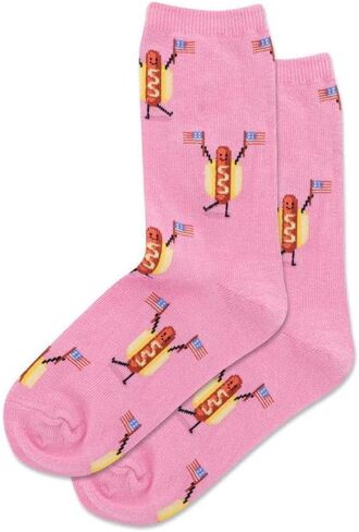 Hotsox Kid's Fourth Of July Hot Dog Crew Socks 1 Pair, Turquoise, Kid's Small/Medium in Saudi Arabia