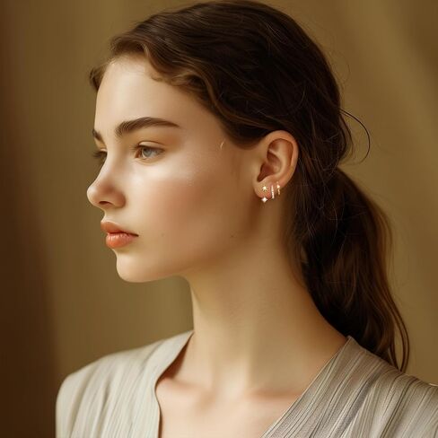 Angelady 3 أزواج من الأقراط الذهبية للنساء، 14 قيراط أقراط هوجي صغيرة لثقب متعدد لا يسبب الحساسية، مجوهرات عصرية، أقراط غضروف زهرة الشمس الرائعة للهدايا النسائية in Kuwait