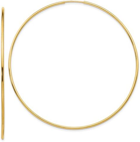 Large 14k Yellow Gold Continuous Endless Hoop Earrings, 1.2mm Tube in Saudi Arabia