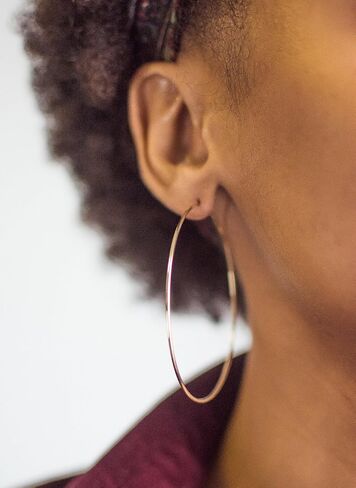 Large 14k Yellow Gold Continuous Endless Hoop Earrings, 1.2mm Tube in Saudi Arabia