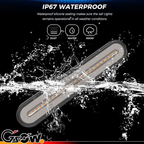 2 قطعة 3 في 1 شريط إضاءة LED للمقطورة، 100 مصباح LED مع ضوء الفرامل لإشارات إيقاف التشغيل، شريط إضاءة LED متسلسل باللون الأحمر والعنبر لمقطورة UTV SUV شاحنة قارب بيك اب، 9 بوصة in Kuwait