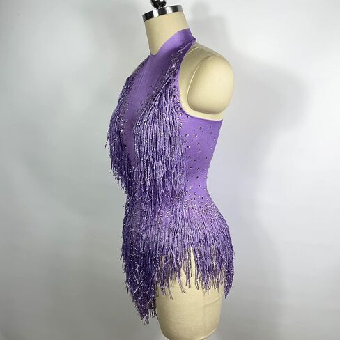Sparkly Rhinestone Sexy Fringe Latin Dance Bodysuit for Women Team Performance Outfit Club Stage Dance Show Costume in Saudi Arabia