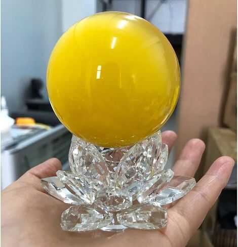 حامل زهرة اللوتس الكريستالي ذو اللون الشفاف، قاعدة زجاجية على شكل لوتس، ثقالة الورق، مجموعات ديكور فنغ شوي 8 × 4.5 سم (الكرة غير متضمنة) in Kuwait