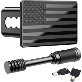American Flag Metal Trailer Hitch Cover for 2 Inch Receivers - Tow Hitch Cover with with 5/8-Inch Pin Diameter Trailer Hitch Lock, Safeguard Your Trailer with Patriotic Flag