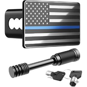 American Flag Metal Trailer Hitch Cover for 2 Inch Receivers - Tow Hitch Cover with with 5/8-Inch Pin Diameter Trailer Hitch Lock, Safeguard Your Trailer with Patriotic Flag
