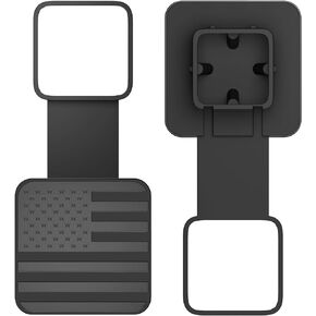 2 Inch Trailer Hitch Cover with American Flag, Metal Trailer Hitch Cover Fit for 2 Inch Hitch Receivers Class 3 4 5, 2'' Rubber Hitch Tube Cover Plug Cap (Black)