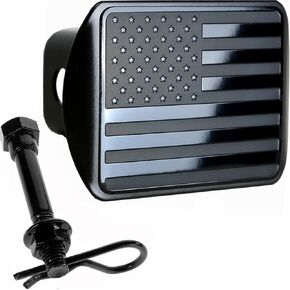 eVerHITCH USA Black Metal Flag Hitch Plug Cover, Fits 2" Receiver