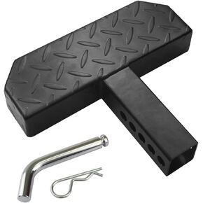 KAYCENTOP Universal Hitch Step for 2" Receivers, Anti Slip and Rust Towing Bumper Guard Black Hitch Mount Steps for Most Cars SUV Trucks Pickups with Pin & Clip, Weight Capacity 600 LBS.