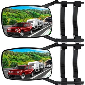 Mirror Extenders for Towing - Clamp-On Towing Mirror, Universal Tow Mirrors, 360 Degree Rotation Adjustable Towing Mirrors for Vehicle Car Truck Trailer, Black(2Pcs), by ZMCYNG