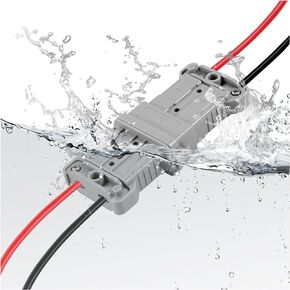 Ip68 Waterproof 50 amps 6-8 Gauge Battery Quick Connect/Disconnect, Jumper Cable Plug Connector Kit for Recovery Winch, Boat, Towing Systems(Grey)