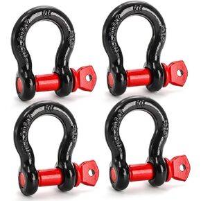Bekith 4 حزم 5/8 "D Ring تكبل 3.25 طن (7165 رطل) سعة مع 3/4 دبوس أغلال شديدة التحمل لحزام السحب، ونش، واستعادة مركبات الشاحنات على الطرق الوعرة