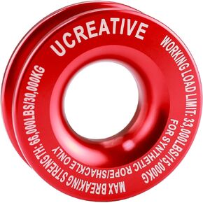 Ucreative Winch Snatch Recovery Ring 66,000 lbs for Soft Shackle and Synthetic Rope for ATV UTV SUV Truck Off-Road Vehicle Recovery (Red)