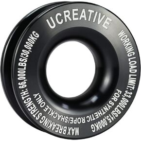 Ucreative Winch Snatch Recovery Ring 66,000 رطل للتكبل الناعم والحبل الاصطناعي لشاحنة ATV UTV SUV لاستعادة المركبات على الطرق الوعرة (أحمر)