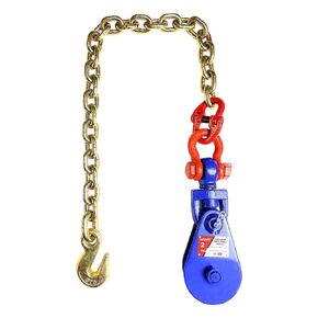 2T Snatch Block with Chain, 3'' Single Sheave Snatch Block with Swivel Shackle, G80 Chain Snatch Pulley for Rollback Wrecker Car Hauler Winch (3’’ 2 Ton Sheave)