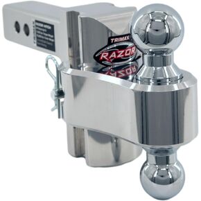 TRIMAX - Razor Ultra RP Adjustable Aluminum Trailer Hitch - Fits 2.0" Receiver, Dual Ball (2" x2-5/16), 4" Drop, 12,500 GTW - TRZ4ULTRP
