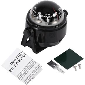 Boat Compass Traveler Compass Adjustable Dash Car Compass Multi Function Navigation Tool Suitable for Boat Ships Cars Trucks Compass(Black)