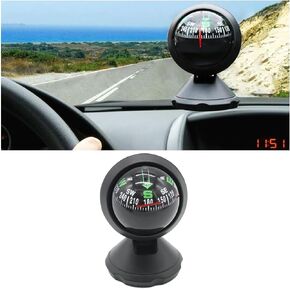 Car Compass Ball, Dash Mount Adjustable Compass Ball with Bottom Stick, Navigation Hiking Direction Pointing Guide Ball for Marine Boat Truck Caravan Outdoor, Universal Car Accessories