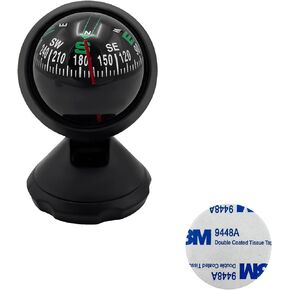 Suvnie Car Compass, Dash Mount Automotive Compass Ball with Bottom Stick, Adjustable Navigation Hiking Direction Pointing Guide Ball, Dashboard Stand Compass Car Accessories for Boat Truck