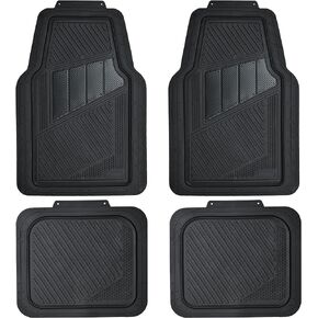 CAR PASS Heavy Duty Rubber Floor Mats Translucence Charcoal 4-Piece Car Mats Set - Universal Waterproof mats for SUV,Truck,Sedan,coupes Trim-to-fit, Durable All-Weather Anthracite Charcoal Black