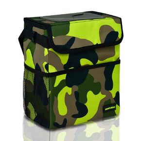 SIBOFUEGO Cute Car Trash Can with Lid - Leak Proof Bag Hanging Waterproof Garbage Storage Pockets Multipurpose Collapsible Organizer, 2.5 Gallons (Black Leopard)