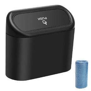 AHIER Small Car Trash Can with lid, Car Garbage Can Portable Hanging Mini Car Trash Can Car Holder with 30pcs Garbage Bags for Car, Office, Home