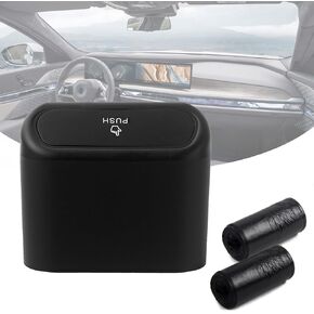 Acespeed Car Trash Can Bin with Lid and Trash Bags Small Car Garbage Can with Two Roll Plastic Trash Bag, Leakproof Mini Car Accessories Trash for Car Office Home(Blue)