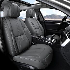 Front Seat Covers, Universal Seat Covers for Cars 2 Pieces, Waterproof Leather Auto Seat Protectors Car Interior Accessories, Car Seat Cushions Fit for Most Sedans SUV Pick-up Truck, Beige