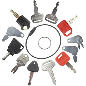 12 Heavy Equipment Key Set Replacement for Caterpillar JD Bobcat Hyster Komatsu Forklifts Excavators Case Dozers