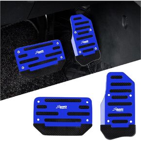 2PCS Car Pedal Covers - Premium Aluminum Alloy Non-Slip Gas and Brake Pedals Covers for Safe Driving - Universal Car Accessories Fits Car Truck SUV Van with Automatic Transmission (Blue)