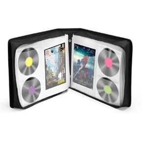DVD Case 128 DVDs and 64 Booklets Capacity, CD/Blu-ray Storage Binder Case with Booklet Inserts Media Organizer Holder Black Blu ray Wallet for Car (128 Capacity)