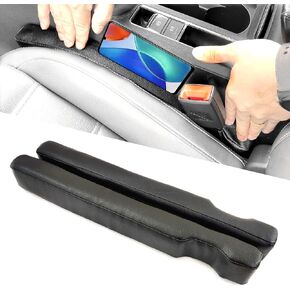 Leather Car Seat Gap Filler, 2 Pack Universal Gap Stopper/Catcher to Fill The Gap Between Seat and Console Black Car Crevice Blocker Pad YMT