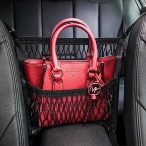 Car Accessories, Car Organizer Storage Between Front Seats, Car Purse Holder, Handbag Holder of 3 Layers Mesh Net Pocket Bag, Backseat Dog Pet Barrier, Patented