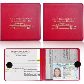 Ziciner Car Registration Insurance Holder, 2Pack Essential Auto Card Document Glove Box Organizer with Velcro Closure, Vehicle Interior Accessories Perfect for Most Car, Truck, SUV (Black/Back Flag)