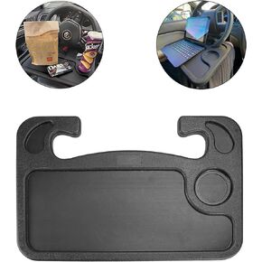 JUSTTOP Car Steering Wheel Desk for Laptop,Multipurpose Travel Car Accessories, Car Seat Stand Trays for Eating, Steering Wheel Under Table Console(Black)