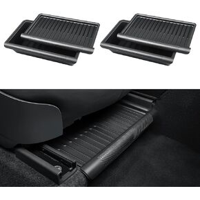 Rear Under Seat Organizer for Tesla Model Y 2024 Accessories Backseat Storage Box with lid Center Console Storage Tray Trash Can Bin for Tesla Model Y 2020-2024 (Push-button Design