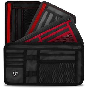 Firestone 2-Pack Car Sun Visor Organizer | 8 Compartment Car Organizer for Visor | Car and Truck Organizer with Holder and Slots for Sunglasses, License, Registration and More, Black, 2-Pack