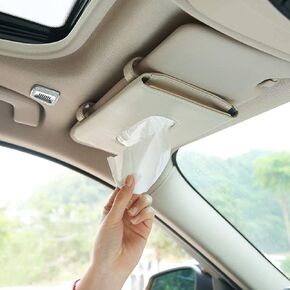Car Tissues Holder for Car, Visor Tissue Holder, Car Tissue Box, Car Disposable Masks Holder, Mask Dispenser for Car (Beige)