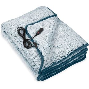 Motor Trend Heated Blanket for Car, Truck, SUV – Full-Size Heated Car Blanket with 78" Long Cable for Cold Weather Winter Automotive Accessory (Blue)